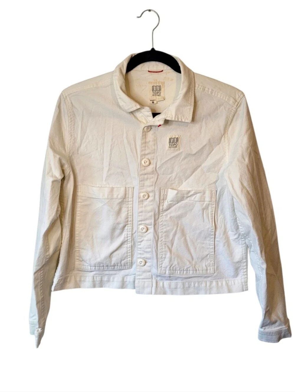 Topo Designs Women’s White Organic Cotton Patch Pocket Jacket Size S